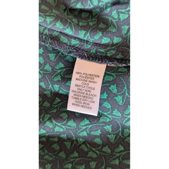 Loft Green and Navy Layered Look Long Sleeve Blouse Size Med - Picture 5 of 8